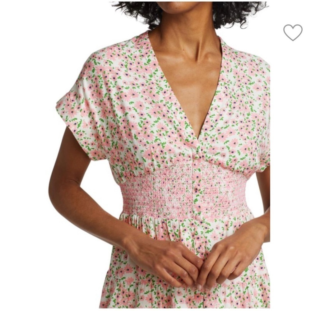 ALICE + OLIVIA
Keela Floral Print Smocked Button-Front Dress